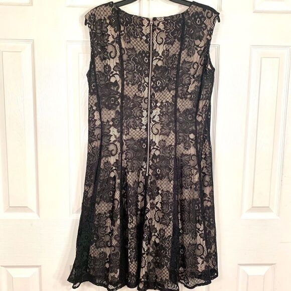 LEVEL EIGHT BLACK LACE OVER CREAM POLYESTER S-16 - Picture 2 of 4